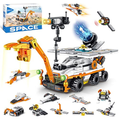 Mars Rover Building Blocks Set for Boys Ages 6-12, 25-in-1 Space Toys for Kids to Assemble a Big Mars Rover or 12 Small Different Space Probe, Best Present for Boys and Girls Aged 8-14 (556PCS)