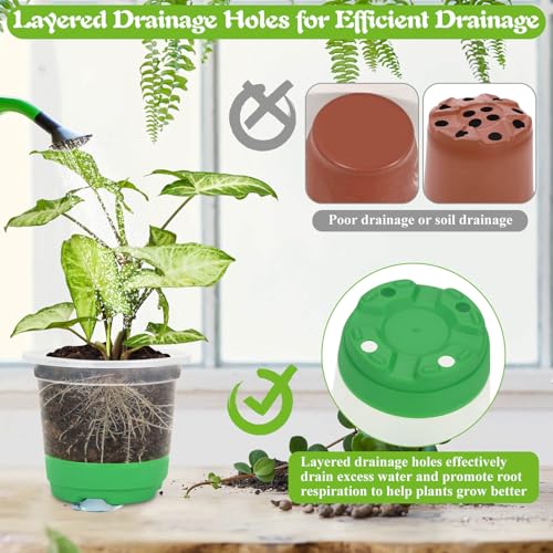 Caffox 51PCS Reusable Seed Starter Kit Includes 26 Packs 3 Sizes Clear Nursery Pots with Silicone Base, Repotting Mat, Gardening Gloves, Plant Labels and Seedling Tools for Easy Transplant - size: Assorted Sizes Clear Nursery Pots