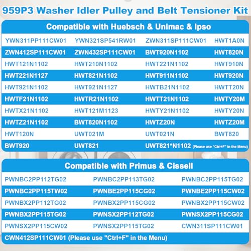 959P3 Washer Idler Pulley Kit Fit for Speed Queen Series