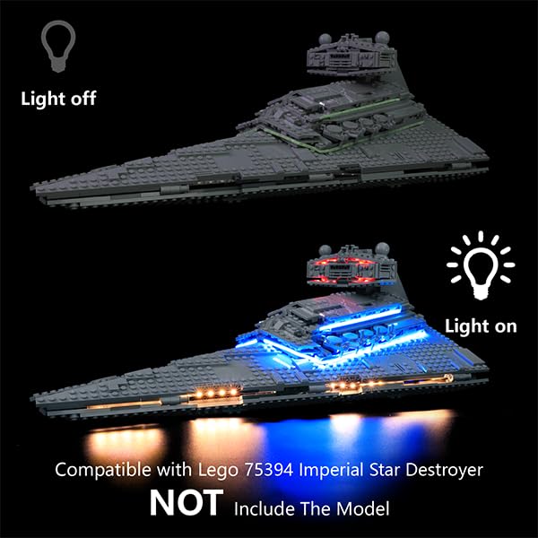 LED Lighting Kit for Lego 75394 Imperial Star Destroyer, Creative Lighting Accessories Compatible with Lego Star Wars Collector's Model (Lights Only, No Model Set)