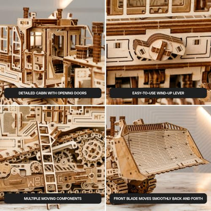 Wood Trick Terrain Titan Bulldozer 3D Wooden Puzzles for Adults to Build