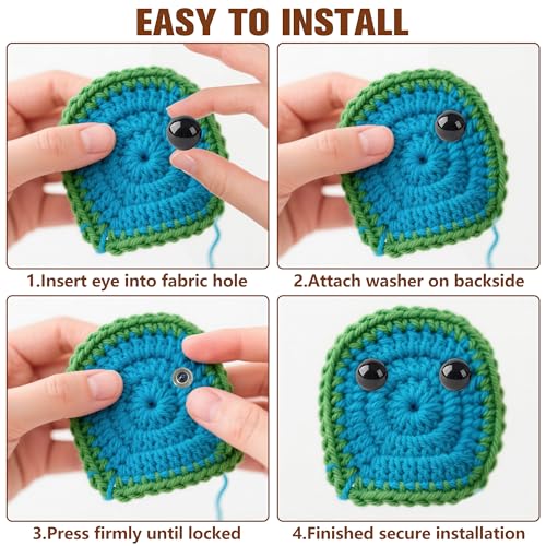 172pcs Large Black Safety Eyes for Amigurumi Crochet – 18-30mm Plastic Doll Eyes with Washers, Assorted Sizes for DIY Stuffed Animals, Teddy Bears, Plush Dolls, and Craft Making Supplies