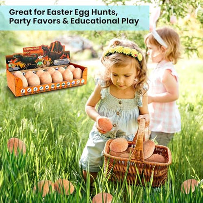 Zippytots Dinosaur Egg Dig Kit 12 Unique Eggs STEM Science Toy for Kids 3-8 | Premium Safe Material | Gold Glow & Color-Change Dinos | Complete STEM Dig Kit with Tools & Cards | Top Science Gift