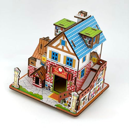 3D Puzzles for Adults, Log Cabin DIY Wooden House Model Kits for Adults to Build, Country Cottage Building Model, 3D Jigsaw Brain Teaser Puzzle, Dollhouse (YTY)