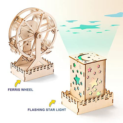 Yutin 10 in 1 STEM Kits for Kids, Wood Craft Robot Building Kit for Boys Age 8-10 8-12, DIY Science Building Projects for 8, 3D Wooden Puzzles, STEM Science Crafts for Girls Age 8 9 10 11 12 14