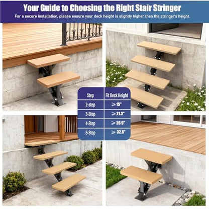 5 Step Metal Stair Stringers,Stair Riser for Deck Height 32.8" - size: 5 Step