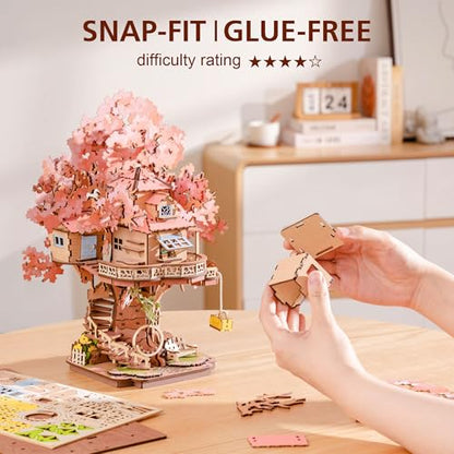 Rolife 3D Puzzles for Adults, Cherry Blossom Bonsai Tree Plants, Japanese Sakura Tree House Flowers Building Set for Adults for Table Toys & Home Decor, Creative Birthday Gift for Girls&Boys (535 PCS)