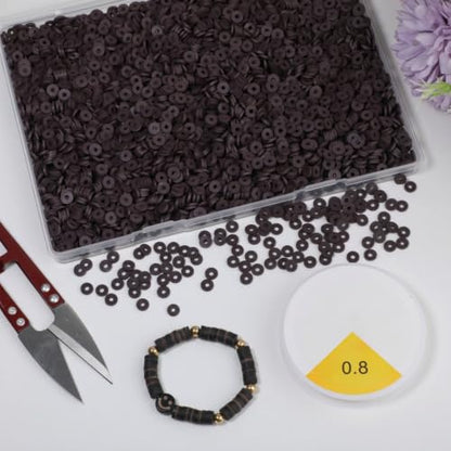 4000pcs Clay Beads - Coffee Brown, 6mm Heishi Bead Polymer Flat Round Disc Bulk Beads for Jewelry Making,DIY Friendship Bracelet and Necklace Craft - color: Coffee Brown