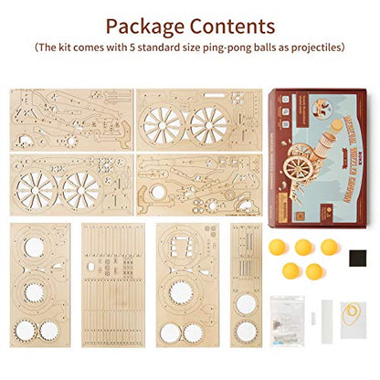 ROKR 3D Wooden Puzzles Model Building Kits Cannon Toys - DIY Wooden Catapult Toys STEM Educational Projects for Men and Women