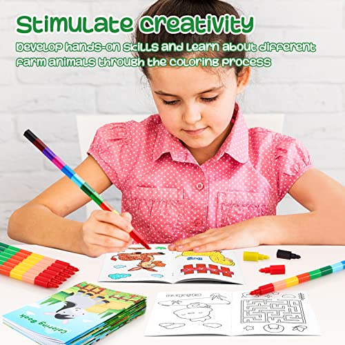 BenLouis 24 Pcs Farm Animals Mini Coloring Books for Kids Party Favors - style: Farm