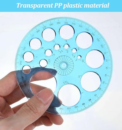 2 Pcs Circle Ruler, Multi-Function Circle Templates Stencil for Drawing - color: Blue & Green