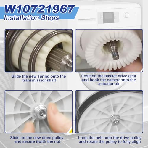 W10721967 Washer Pulley Clutch Kit & W10006384 Drive Belt - color: W10721967 Kit