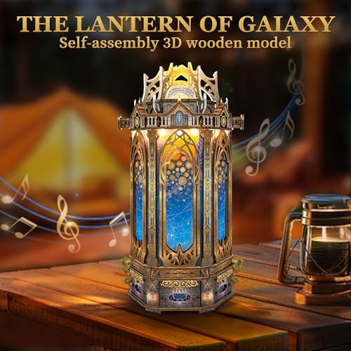 3D Wooden Puzzle for Adult DIY Dollhouse Kit Model Lantern Set - color: The Lantern of Gaiaxy