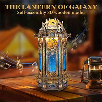 3D Wooden Puzzle for Adult DIY Dollhouse Kit Model Lantern Set - color: The Lantern of Gaiaxy