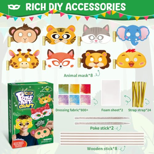 MZYTOZA Poke Art Kit for Kids Ages 4-8, Mess-Free Fabric Craft Set - color: Multicolor-Masks