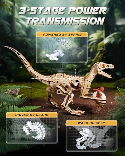 ROKR 3D Wooden Puzzles for Adults,Velociraptor Model Kit,106Piece 3D Wooden Puzzles,Gift for Adults and Teens