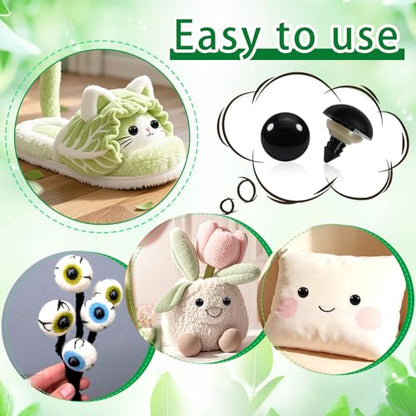 TOAOB 150pcs 18mm Black Plastic Safety Eyes Crafts Safety Eyes with 150pcs Washers for Stuffed Animals Amigurumis Crochet Making - size: 18mm