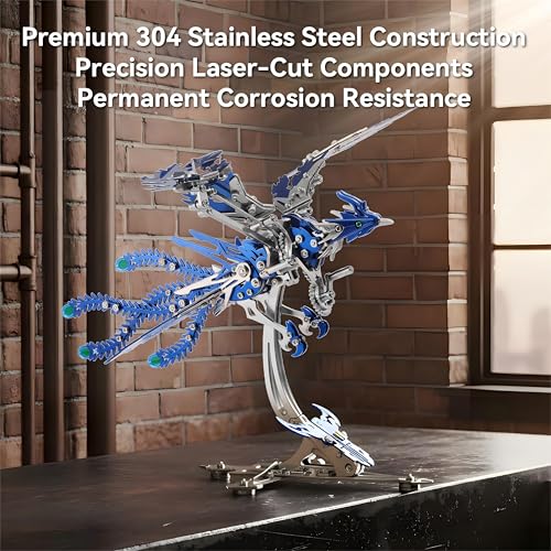 3D Metal Puzzles for Adults, Mechanical Phoenix Bird Model Kit - color: Phoenix-blue