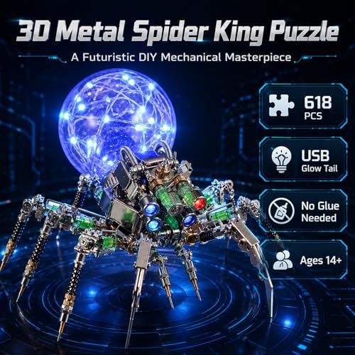 3D Metal Puzzle for Adults,Spider Puzzle Building Set，3D Metal Model Kit, Brain Teaser Puzzles DIY Assembling for Stress Relief - High end Men's Gift - style: Spider