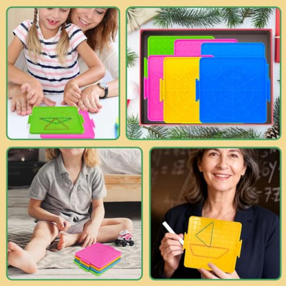 Double-Sided Geoboard Set, 8 Pack, 80 Latex Bands, 4 Colors