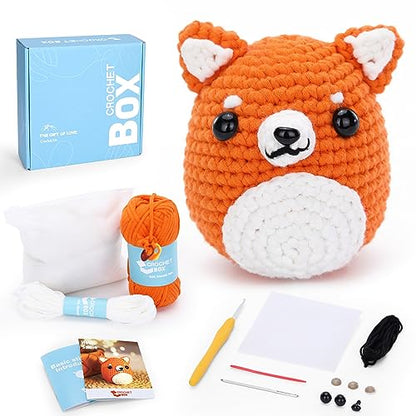 CrochetBox Shiba Inu Crochet Kit for Beginners, Easy Craft for Adults - color: Shiba Inu