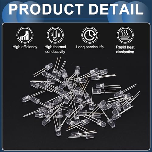 MECCANIXITY 240Pcs 5mm LED Diodes, Light Emitting Diodes, Bulb Lamp Electronic Project Kit for Science Project Circuit Board(Cool White Light, Transparent Lens) - color: Cool White Light, size: 5mm