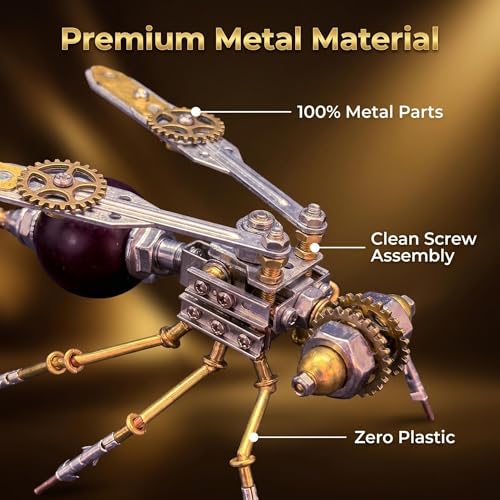 3D Metal Puzzles for Adults Teens-150+Pcs-Mechanical Wasp Bee Insect Models-3 Hours to Build-Ideal for Birthday Gifts and Decorations(Mechanical Wasp) - style: Mechanical Wasp