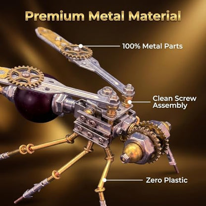 3D Metal Puzzles for Adults Teens-150+Pcs-Mechanical Wasp Bee Insect Models-3 Hours to Build-Ideal for Birthday Gifts and Decorations(Mechanical Wasp) - style: Mechanical Wasp