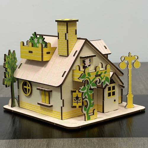 Log Cabin Mini House 3D Wooden Puzzle Building Kit for Adults Teens