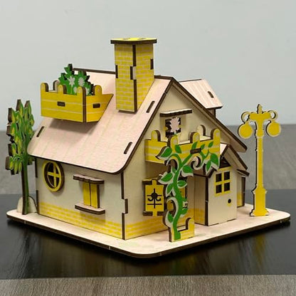 Log Cabin Mini House 3D Wooden Puzzle Building Kit for Adults Teens