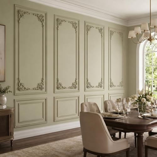 DoubleFill Wall Molding Kit Premade Molding Panel with Corner Accent, Rose - style: Rose Style