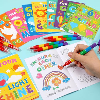 BenLouis 24 Pcs Bible Verses Mini Coloring Books for Kids Party Favors - style: Bible