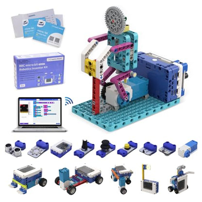 Coding Robot Kit, 10-in-1 BBC Micro:bit Robotics Invertor Kit, Educational Stem Robot Building Kit with APP Control Learn to MakeCode, MicroPython, and Scratch for Age 9+ Girls Boys - style: micro bit