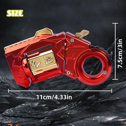 Metal Fidget Toys Gun for Adults - Alloy Fidget Gun Cool Fidget Spinner Gun Slider Dual Form Transformable Stress Relief EDC Desk Toy (Red) - color: Red