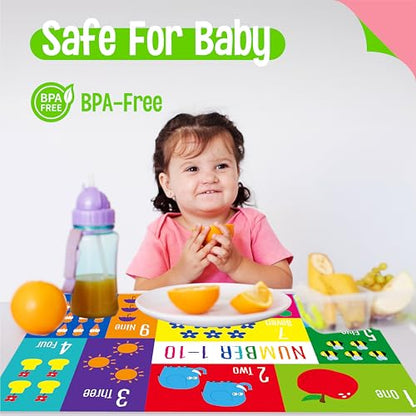 6 Pack Placemats for Kids, Non-Slip Washable, Reusable Alphabet, Number, Month, Color & Emotion Educational Placemats for Home, Kindergarten, Classroom, Nursery - style: Education-B