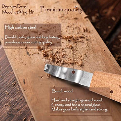 DenniesCare 20-Piece Wood Carving Kit for Beginners with Basswood Blocks