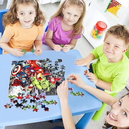 LELEMON Puzzles for Kids Ages 4-6,100 Piece Puzzles for Kids in Metal Box - color: Red+green