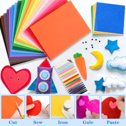 NEBURORA 80PCS Felt Fabric Sheets Craft Kit for DIY Sewing Crafts 2 Size