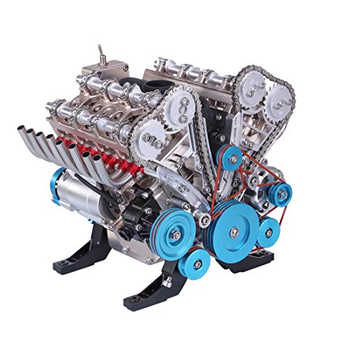 FunXylophy V8 Engine Model Kit That Works, 1:3 Mini Metal Mechanical Engine for Car, 500 Pieces DIY Assembly Science Experiment Physics