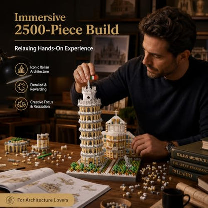 Leaning Tower of Pisa Micro Mini Building Blocks Set Italy Architecture Building Kits Famous Landmark Model Toys Gift for Adults Kids Teens 2500 PCS - style: The Leaning Tower of Pisa
