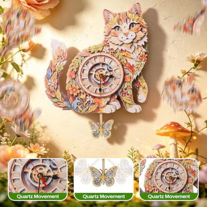 3D Puzzles for Adults Garden cat Clock Craft for Adult Wooden Puzzle - color: Garden Cat
