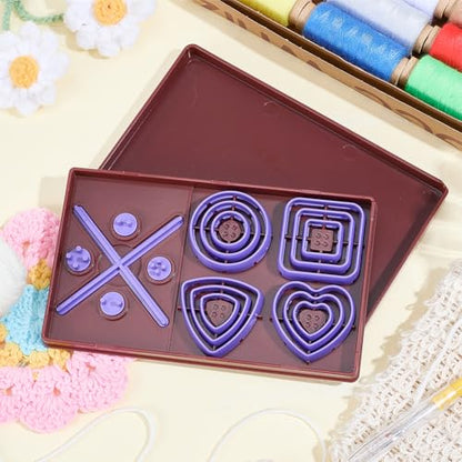 CRASPIRE Polymer Clay Button Kit Cover Button Kit Tool Purple ABS Plastic Ring Square Triangle Heart Cross Centered Symmetrical Snaps Box Toolkit Set for Sewing Fabric Clothes Crafts DIY Making