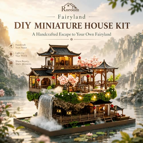 Roroom DIY Miniature House Kit, Fairyland Pavilion Dollhouse Kit - color: Upgraded Version of the Fairyland