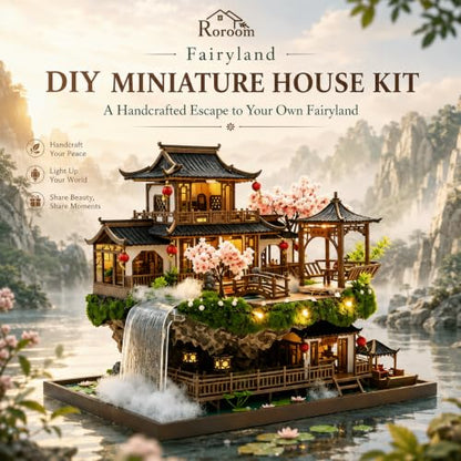 Roroom DIY Miniature House Kit, Fairyland Pavilion Dollhouse Kit - color: Upgraded Version of the Fairyland