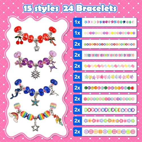 Ulema 24Pack Bracelet Wands,Charm Bracelet Jewelry Making Kit,Arts Crafts for Kids, Party Favors Return Gifts Birthday Gifts for Girls Friendship Bracelet Kit Goodie Bags.