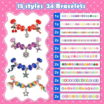 Ulema 24Pack Bracelet Wands,Charm Bracelet Jewelry Making Kit,Arts Crafts for Kids, Party Favors Return Gifts Birthday Gifts for Girls Friendship Bracelet Kit Goodie Bags.