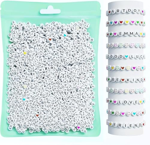 ARTDOT 800 Pieces Assortment Letter Beads for Friendship Bracelets Making Kit, 28 Styles Jewelry Making Supplies Alphabet Beads Set Preppy Crafts Art, Black White - color: Black Letter White Bead, size: Bag Packed