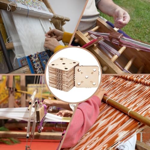 24 pcs 1.8 Inch Square Wooden Weaving Cards with 5 Holes, Tablet Weaving Loom Supplies & Tools for Inkle Loom, Handmade Knitting DIY Craft Projects