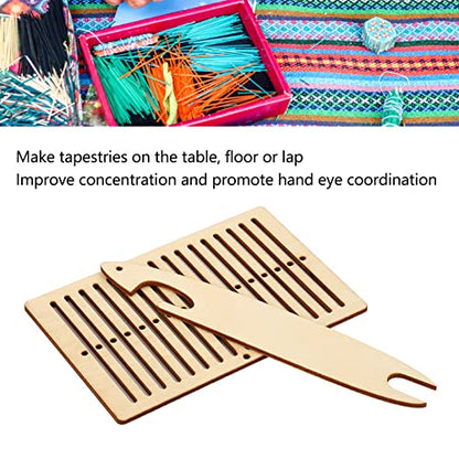 Wooden Weaving Kit 2 Pack Weaving Loom Set Craft Supplies for Beginners Weaving Tools for Making Bracelets Bags Belts Camera Straps DIY Weaving Starter Kit Arts Telares para Cuentas