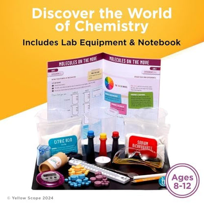 Yellow Scope Chemistry Kit, Science Experiment for Girls & Boys, STEM Activities for Kids Ages 8-12, Beakers & Bubbles Foundation Chem Set - style: Foundation Chemistry Kit